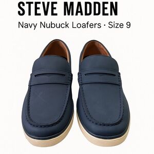 Steve Madden Navy Nubuck Loafers · Size 9